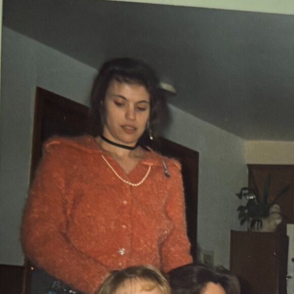 Ann Kelly Pinky Orange Cardigan - Stunning Appliqué & Beadwork Collar As Is - Picture 2 of 7